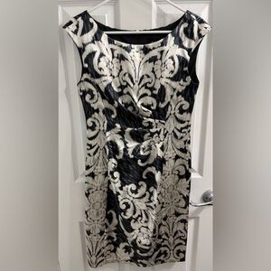 Connected Apparel Black and Cream Dress